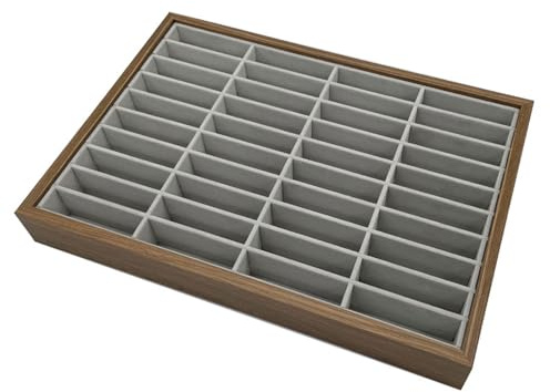 Mekalero Organizador multifuncional de madera de 40 celdas, bandeja de exhibición de joyas, ideal para accesorios y decoración, bandeja de joyería multiusos