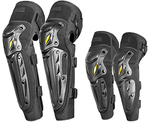 KFGISD, Motorradfahren Racing Einstellbare Knie Schienbeinschoner Ellenbogenschützer 4 Pcs,Motorrad-Knieschoner