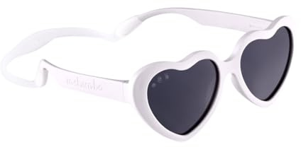 ROSHAMBO Eyewear Ice Heart Sunglasses for Juniors 5+ Years - Unbreakable Italian Made Baby Eyewear with Strap - BPA-Free Polarized UV Protection