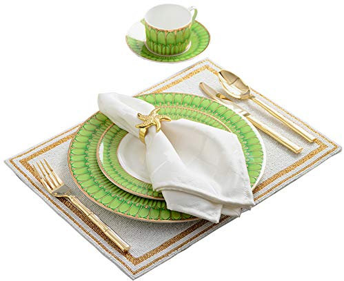 XCXDX Cena De Cerámica De Verano Verde, Elegante Plato De Porcelana De Phnom Penh, Mantelería con Cuentas Hecha A Mano, Taza De Café Y Platillo, Vajilla De Restaurante De Hotel