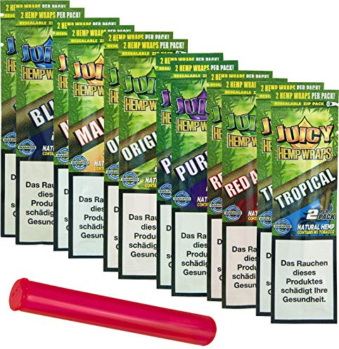 yaoviz® Set 2x 6er Pack - JUICY JAY Hanf Wrap - 2 pro Packung (24 Total) - Hemp Wraps + Buddies Jointhülle 110mm bunt