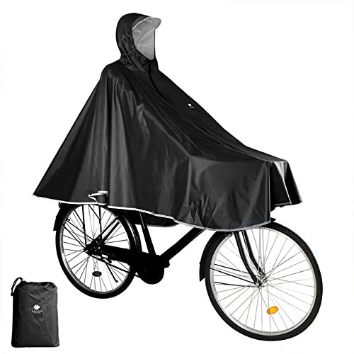 Anyoo Imperméable à l'eau Cyclisme Capes Portable Léger Pluie Poncho Vélo Vélo Compact Réutilisable Unisexe pour Randonnée Camping en Plein Air,Noir