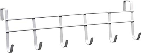 Hangers Hook Aluminium Door Hanger Hanger for Clothes Drawers Towels Gloves Bags Wardrobes Bathroom Kitchen Office - 6 Hooks (White)