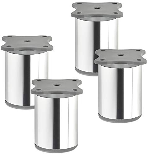 SOTECH 4 Stück Möbelfüße Echo 60 mm + 10 mm Ø 40 mm Chrom höhenverstellbare | Schrankbeine aus Aluminium von SOTECH