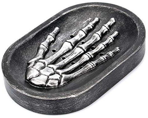 NOGA - Portasapone personalizzato in resina con teschio fantasma, portasapone, portasapone, portasapone, portasapone per doccia, bagno, bagno, vasca, portasapone (nero)