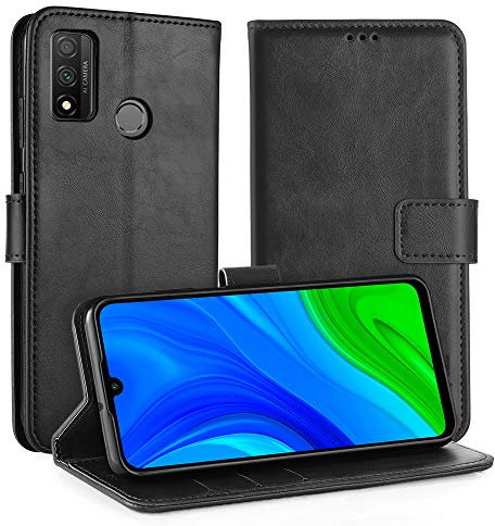 Simpeak Funda Compatible para Huawei P Smart 2020 - Cuero Libro Con Soporte Plegable, Ranuras para Tarjetas y Billetes, Acceso a Botones y Cierre Magnético - Negro