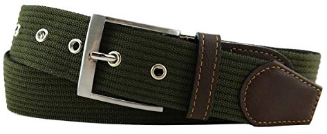 TigerTie hochwertiger Stoffgürtel mit Edelstahl Schnalle und echt Leder Applikationen in einfarbig. Gürtelbreite 40 mm