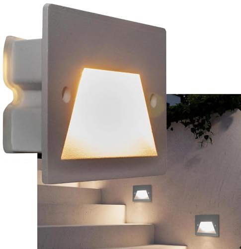 Faretto segnapassi IP65 LED 3W incasso scatola 503 scale giardino viale gradini (4000K, Grigio)