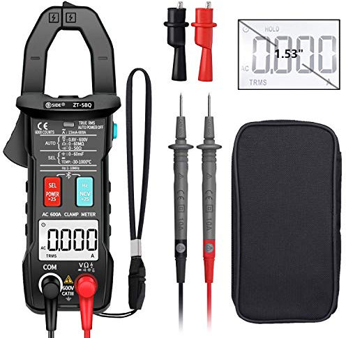 BSIDE Wireless Clamp Meter Smart True RMS Auto-Ranging 6000 Counts Digital Multimeter Diode Temperature Capacitance Inrush Current Tester with Flashlight