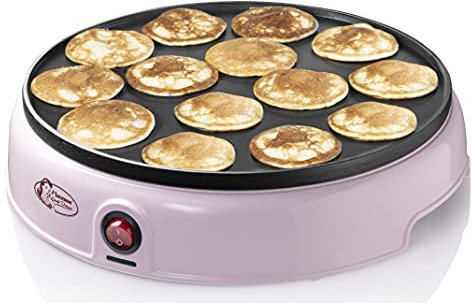 Bestron Poffertjes Maker im Retro Design, Mini Waffel Pfannkuchen Automat, mit Antihaftbeschichtung, Sweet Dreams, 800 W, Farbe: Rosa