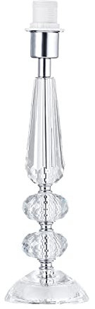 Happy Homewares Modern Transparent K9 Crystal Glass Table Lamp Base with Faceted Spheres and Silver Plated Trim | 1 x E14 60w Maximum | 28cm Height