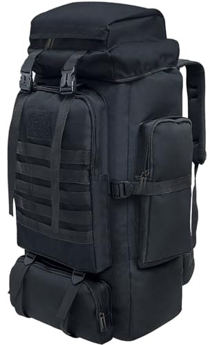 Vaupan Wandern Rucksack, 80L Camping Rucksack, wasserdichte große Outdoor Sport Reise Daypack Molle Rucksack für Männer Frauen (schwarz)