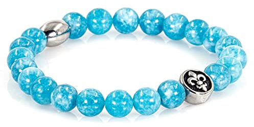 Bracciale in giada Bracciale in perle Bracciale in amazzonite giglio fiorentino argento 8 mm in acciaio inossidabile