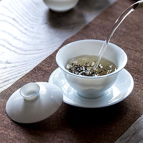 JMorCO Kungfu Tea Accessories Tea Cup Puer Bowl Set Soup Tureen Chinese Kung Fu Mugs Porcelain Ceramic Tableware Ceremony Embryo White Akadama (Size : (200ml, Color : 6-120ml)