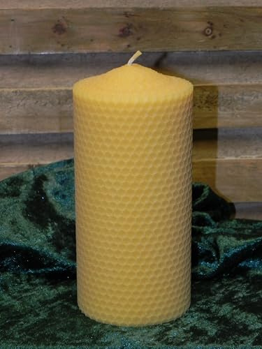 1 Bienenwachskerze 15cm h. 7,5cm D. gedreht aus Wachsplatten 15/4 Imker Bienenwachs Kerze candle beewax