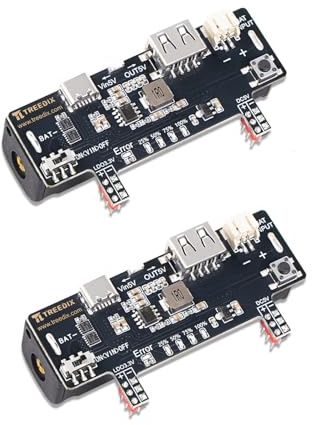 Treedix 2pcs Breadboard Power Supply Module 3.3V 200mA 5V 2A Prototype Breadboard Equiped with USB Type-C Charging Port, Type-A Output Port Rechargeable Battery's Stand, Charging Module for Arduino