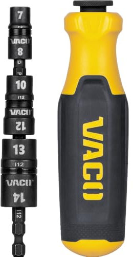 VACO VAC1071 Schlagschrauber, 7-in-1 metrisches Multi-Bit-Schlag-Steckschlüssel-Set mit Griff, magnetisch, 6 Sechskantgrößen und 1/4-Zoll-Bithalter