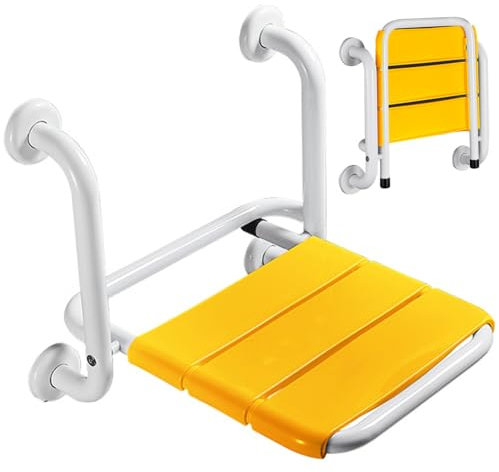 Kcolic Seggiolino Vasca da Bagno Adulto,Sedia da Doccia Pieghevole Antiscivolo con Bracciolo, Sedile da Doccia Montato A Parete per Anziani, Panca Doccia 2 in 1 per Donna Incinta B