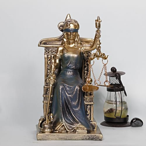 ARTVARKO Polyresin Blind Folded Sitting Justice Lady Murti Andha Kanoon Statue Blindfolded Insaaf Ka Tarazu Schaustück 22,9 cm