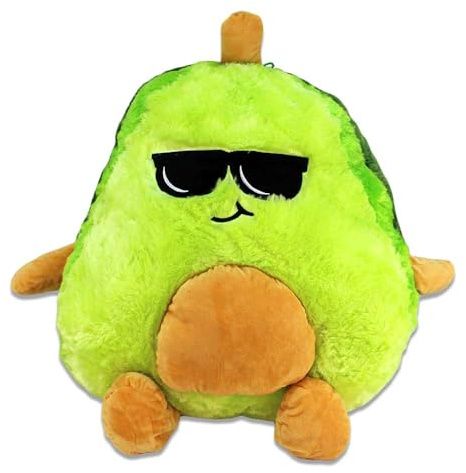 BEMIRO Avocado Kuscheltier mit Comic Gesicht – Ca. 50 cm Groß, 4 Gestickte Motive Wählbar, Mit Schlaufe (Brille)