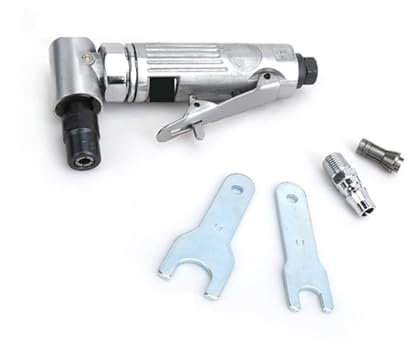Nasspolierer, Mini 1/4 Luft Winkel Stabschleifer 90 Grad Pneumatische Schleifen Polierer Mühle Graviermaschine Carving Tool Kit Mit Schleifscheiben(Only machine)
