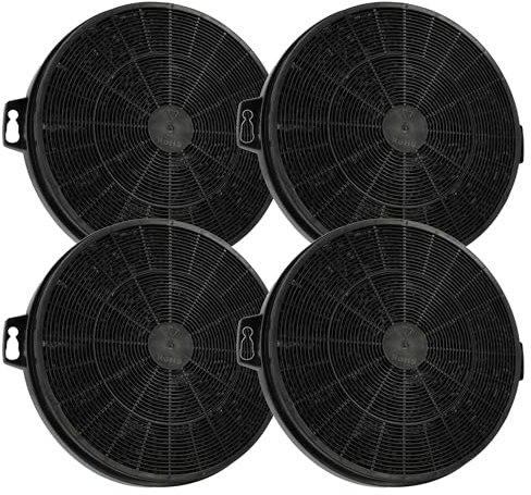 vhbw 4x Filtres à charbon actif compatible avec Apelson Helia 600 INOX, Apolo 600 INOX, Talia 900 INOX, Talia 600 INOX hotte aspirante - 13,25 cm