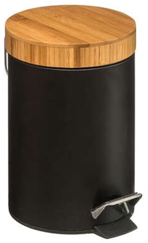 WELL HOME MOBILIARIO & DECORACIÓN Cubo pedal 3L Metal Bamboo Negro