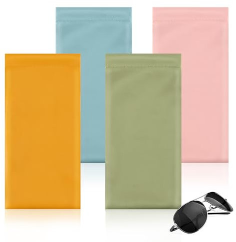 JSMTKJ Custodia Occhiali Morbida 4 Pezzi in Pelle PU | Impermeabile e Resistente ai Graffi | Per Occhiali da Sole e Occhiali Da Vista | Design Elegante per Protezione Sicura