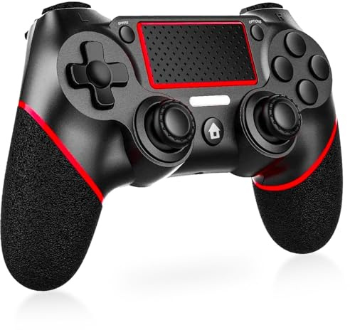 Holilo Wireless Controller für PS-4, Gamepad Joystick Replacement Controller Kompatibel mit PS4 Pro/Slim mit 6-Achsen Gyro/Dual Vibration Sensor/Hochpräzises Touchpanel/3,5mm Audiobuchse(Rot)