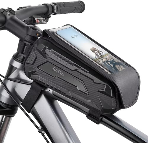 ROTTO Fahrrad Rahmentasche Handyhalterung Wasserdicht Fahrradtasche Rahmen Harte Schale Handytasche Oberrohrtasche mit empfindlichem Touchscreen für Smartphone bis zu 7 Zoll