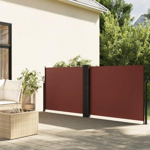 LAPOOH Retractable Side Awning Brown 120x600 cm,Anti-UV Retractable Side Awning,Patio Retractable Awning,Outdoor Privacy Screen for Garden-4004599