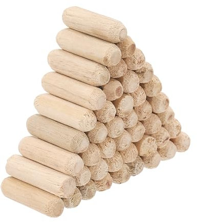 PATIKIL 1/4 x 4/5(6 x 20mm) Wood Dowel Pins, 60 Pack Fluted Wooden Dowel Pin Beveled Groove Rods for Furniture Door Art Crafts Projects