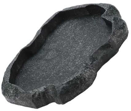 Reptil Mat & Vattenrätt - ABS -plastterrariumskål för Sköldpadda, Skäggig Drake, ödla, Dubbelanvändningsmatare och Dricker med Halkfri Bas (M)
