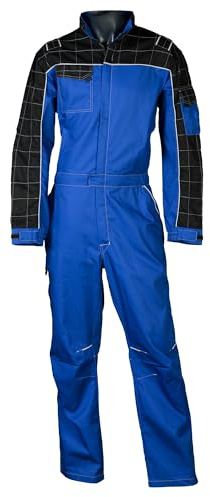 SADISRLS Tuta da Lavoro Professionale Bicolore per Carrozziere Meccanico Gommista Agricoltore, Cotone/Poliestere, Multitasche con Cerniera Zip - Resistente Multitasche (Azzurro, L)