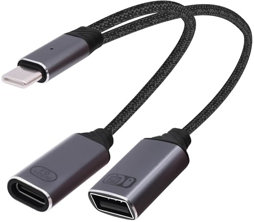 YARCHONN Divisor USB C OTG 1 en 2 salidas tipo C a USB OTG Splitter Y Cable con adaptador de carga rápida PD de 100 W para teléfono portátil