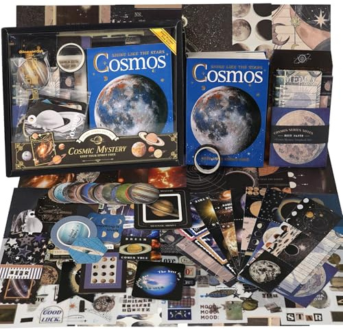 Funto Scrapbooking Kit (154 PCs), Cosmic Series-Cosmic Mystery, Perfekt für Kugel Scrapbooking-Materialien, Planer DIY Arts Craft Collage