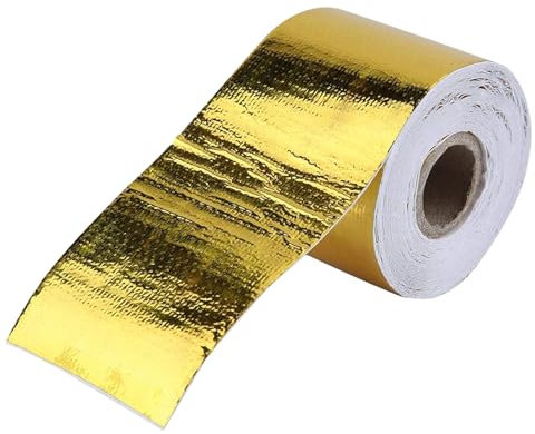 Crumye Adhesive Tape, Car Heat Shield Tape, 10M x 5cm Golden Car Aluminum Foil Adhesive Reflective Heat Shield Wrap Tape for Firewalls Fuel Cells Engine Covers