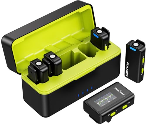 FULAIM X6 Pro Micrófono Inalámbrico de Solapa para iPhone – 4 Canales Micro Clip-On con AI Noise Cancellation y Estuche de Carga, Audio 48kHz/24Bit para Móvil Android, Cámara, Video y Vlogging