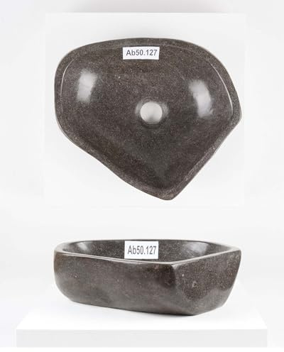 Wohnfreuden Lavabo en pierre naturelle ovale 30 cm Gris Avec choix unique