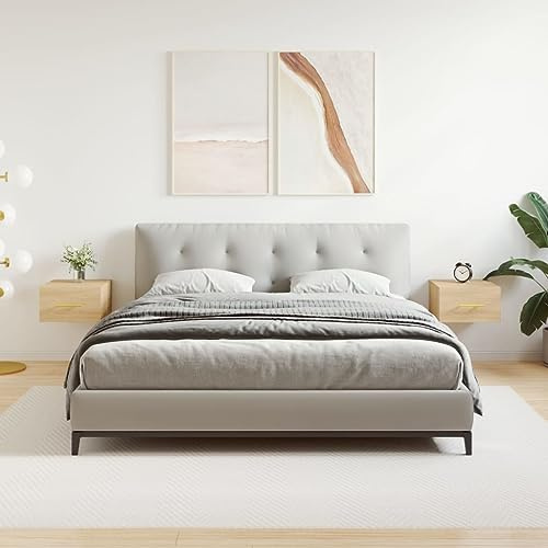 QINXIXINAIXI Table de chevet flottante en bois avec espace de rangement, table de chevet murale pour décoration de chambre à coucher