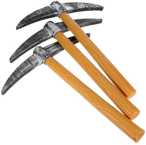 KOMBIUDA 3 Stück Kreative Fake Pickaxe aus Kunststoff und Leichte Spitzhacke Requisiten für Cosplay Bühnenperformance und Partyzubehör für Zwerge Kostüm und Fotografie