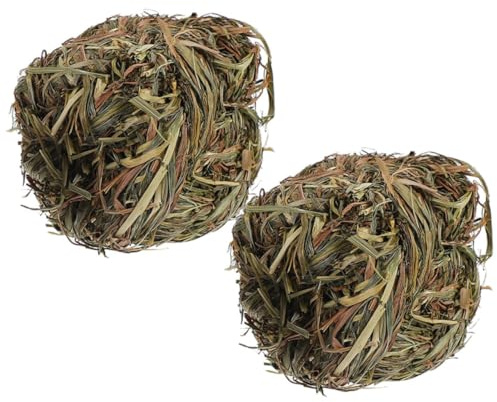 JOINPAYA 2 Stück Teiliges Kauspielzeug aus Natürlichem Gras Langlebiger Zahnpflegeball für Kaninchen Meerschweinchen Hamster und Kleine Nager Fördert Beschäftigung und Gesunde Zähne