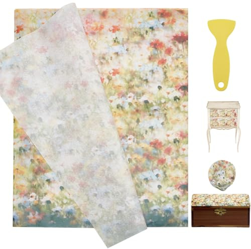 PLIGREAT 20 hojas de papel de decoupage grande para muebles, papel de arroz vintage con estampado de flores, pintura al óleo vintage, papel de arroz para decoupage, papel de regalo, manualidades, 50 x