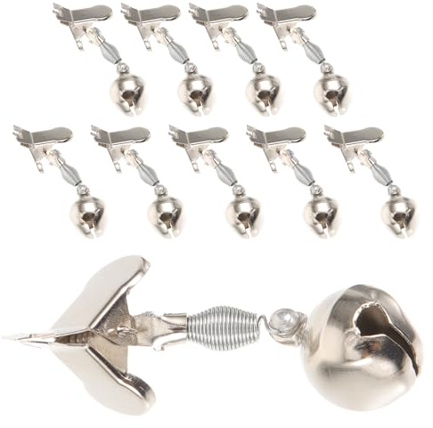 MAGICLULU Angelglocken Clips 10 Stück Silber Metall für Meeresangeln | Fischfangglocke, Tragbare Bissanzeiger für Angler und Einsteiger, Angelzubehör für Unterwegs Zufälliger Stil
