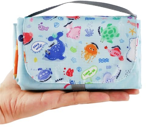 Picknickdecke wasserdicht, 145 x 100 cm Mini picknickdecke (Blaue Meer)