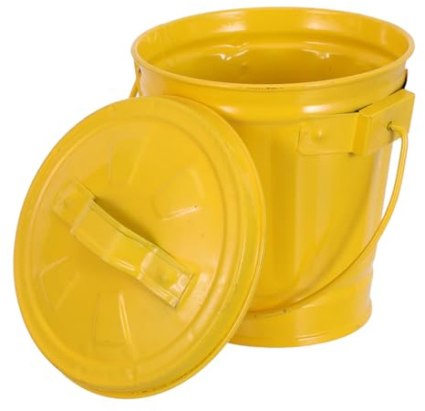 BESPORTBLE Mini Cubo de Basura de Mesa con Tapa, Papelera Decorativa Creativa Pequeña de 10x10x9 Cm en Color Amarillo, Cubo de Basura Doméstico para Escritorio, Oficina y Cocina,