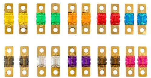 20 Piezas Kit Fusibles Midi Coche 32V 20-125A, Fusible Alta Corriente Bolt-On, Juego de Protección Batería para Automóvil Camión Caravana Furgoneta, Repuesto Eléctrico con Midi Bolt-On Fusible