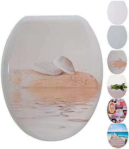 Spirella WC Deckel MDF mit Absenkautomatik Stones mit High Gloss Finish und Schnellbefestigung Scharniere aus Edelstahl