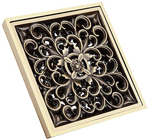TOPINCN - Griglia di Scarico per Doccia e Bagno 10 cm in Ottone Anticato per Cucina Bagno Garage Cantina Balcone con Aspetto Invisibile #1
