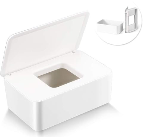Caja para toallitas húmedas,Caja De Servilletas,Dispensador de toallitas de pañal Caja,Bebé Caso Titular Caja,Pañales de Bebé Mojado Tejido Caja (blanco)